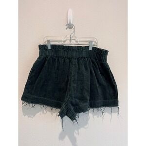 Urban Outfitters Forest Green Corduroy Smocked Shorts Raw Hem Womens Medium